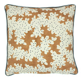 This brown and blue stylized coral pattern’s free-flowing and tonal movement lends this cushion a natural appearance.