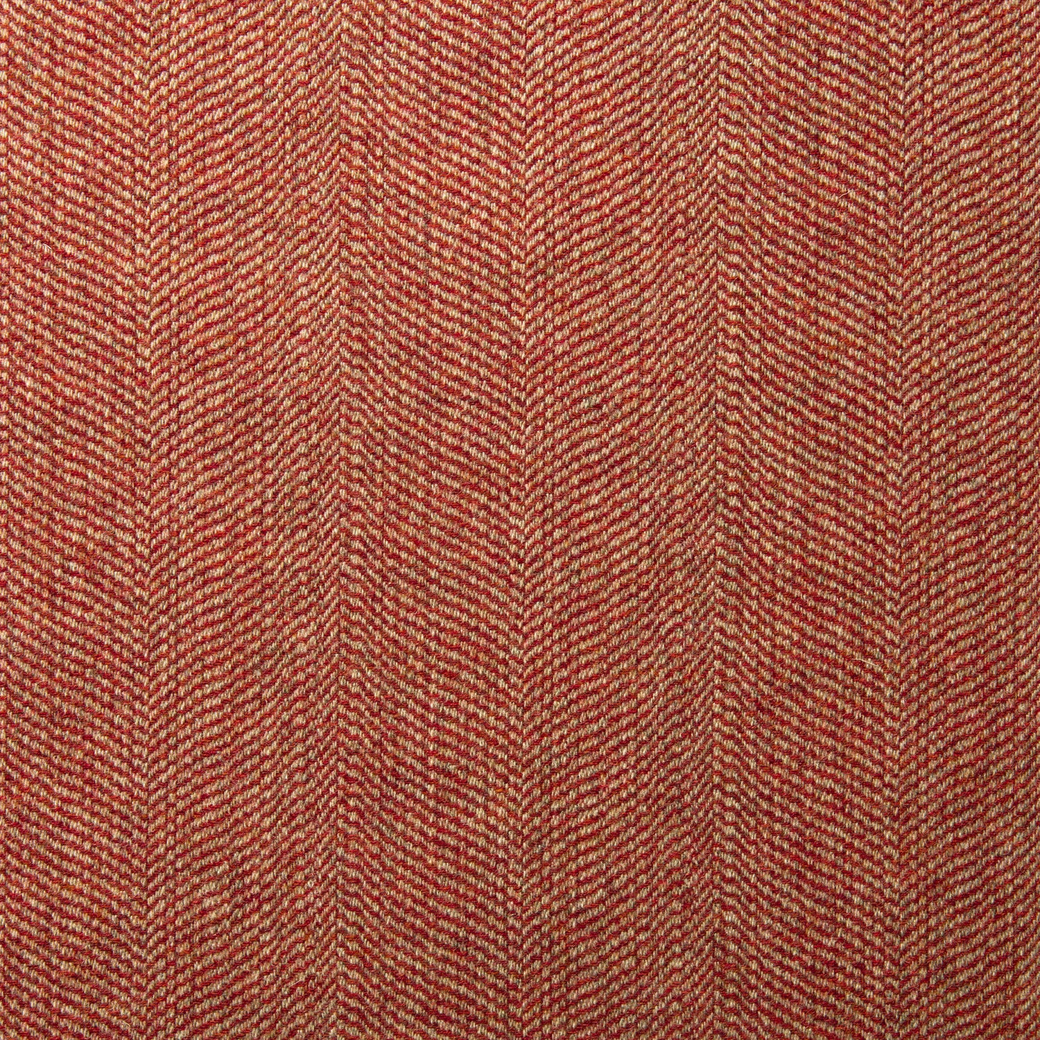 Sample of a classic herringbone woven fabric in red.