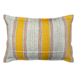 Back of Linwood cushion in Dimity, Mango colourway. Overhead view of the reverse side, made in matching fabric.