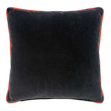 Back of Jungle Jive cushion. Overhead view of the reverse side, in contrasting Navy velvet.