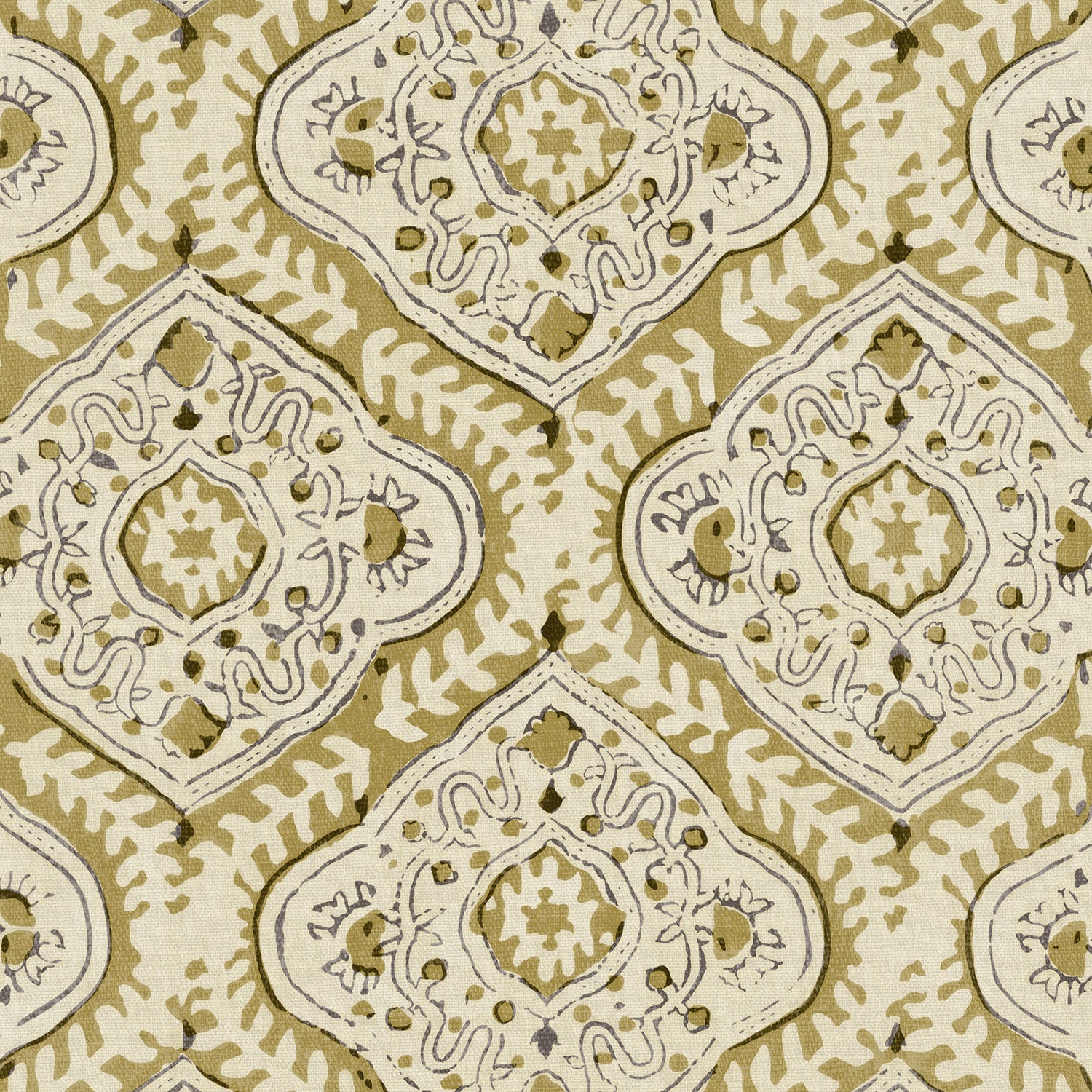 Linen print with a handcrafted feel in bronze