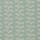 Decorative oakleaf embroidery on a blue background.