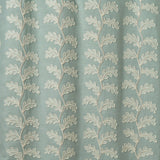 Decorative oakleaf embroidery on a blue background.