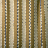 Embroidery fabric with wavy lines and small dots on a brown background.