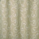 White embroidery pattern on a taupe background.