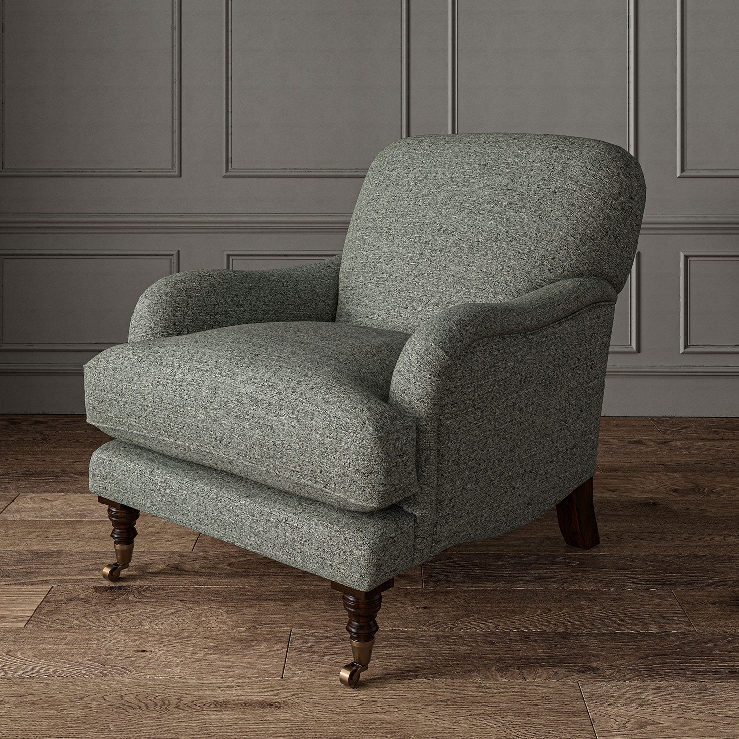Woven grey coloured fabric on a chair