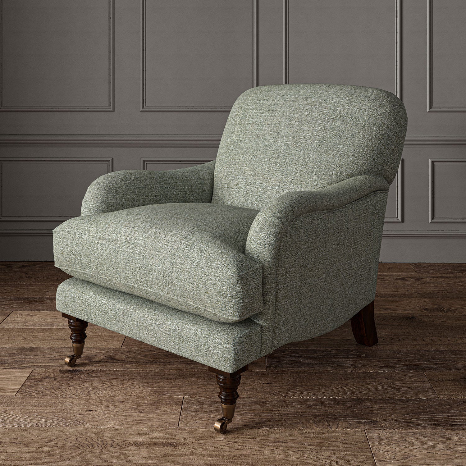 Woven grey coloured fabric on a chair
