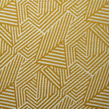 A woven fabric sample in yellow and off-white featuring a geometric pattern.
