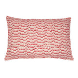 A playful pink cushion made from a breezy linen fabric featuring a charming decorative pattern - on the front and back - and finished with a sleek, Oxford edge