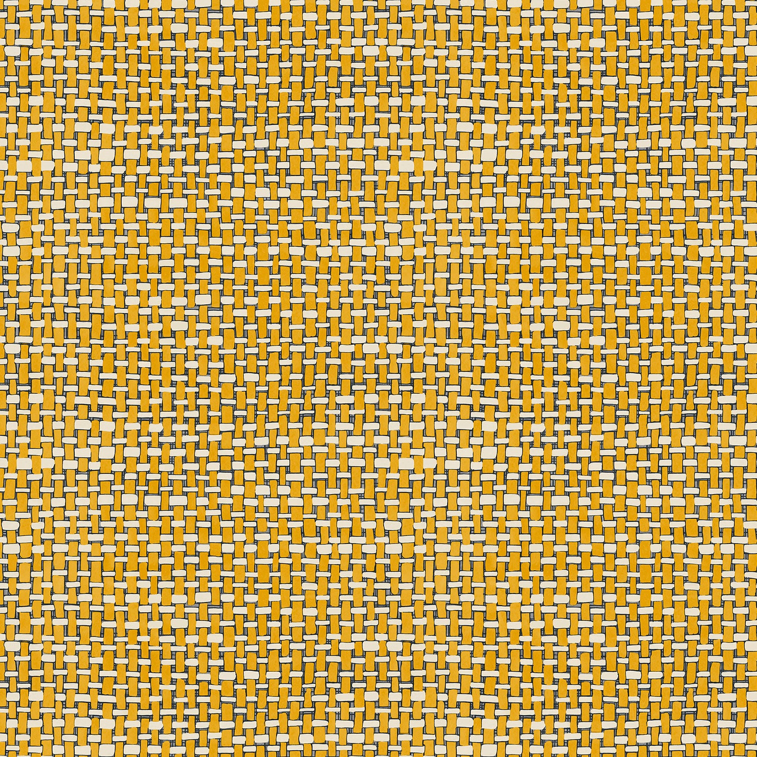 Sample of a yellow wallpaper with faux basketweave pattern