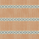 Sample of a chain-link wallpaper with different-sized blue and brown stripes.