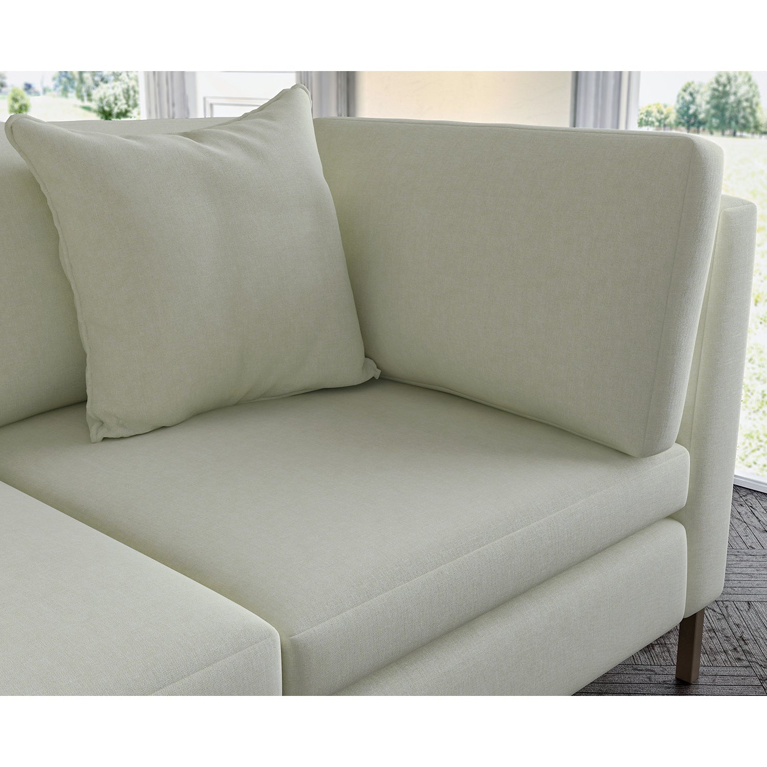 Sofa covered in plain fabric, colour Lace.