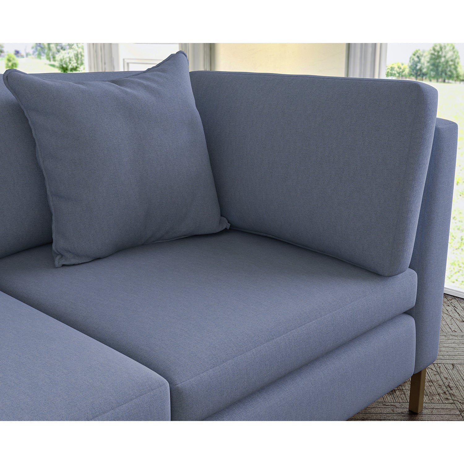 Sofa covered in plain fabric, colour Violet.