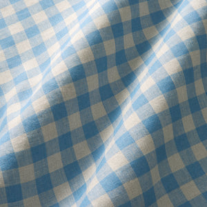 A versatile checked linen fabric in Cornflower for curtains, blinds, and cushions.