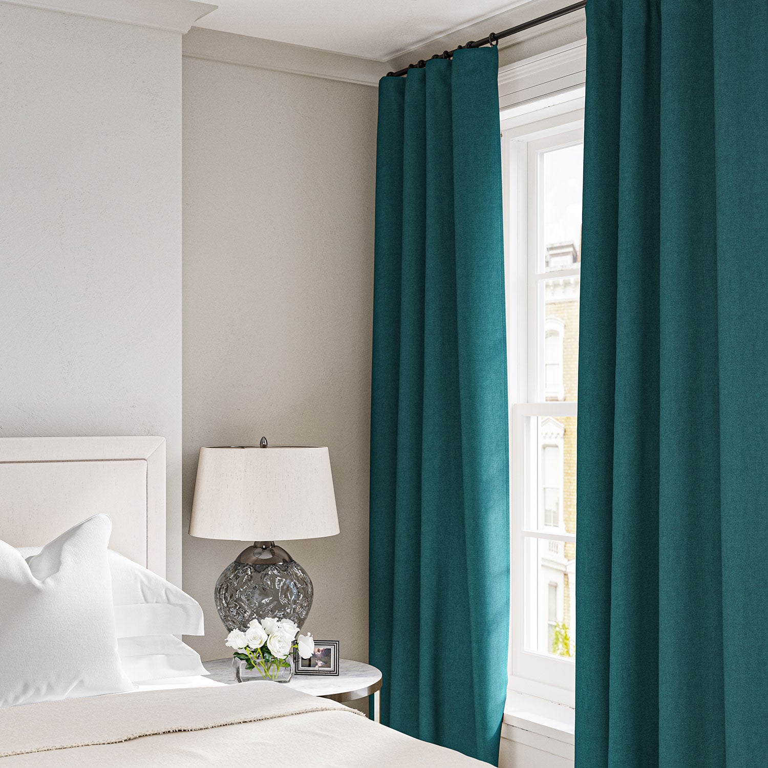 Linen curtain in Petrol
