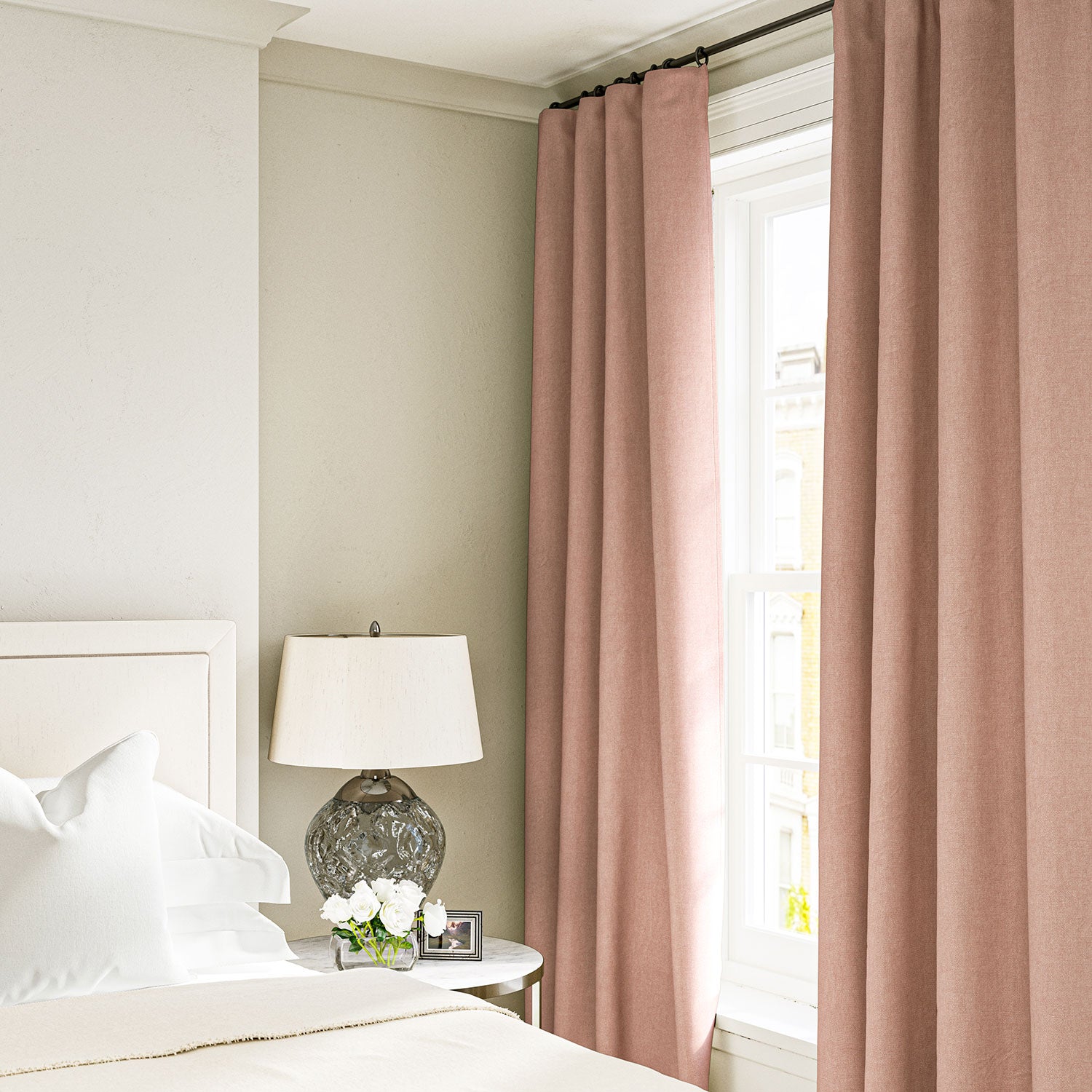 Linen curtain in Blush