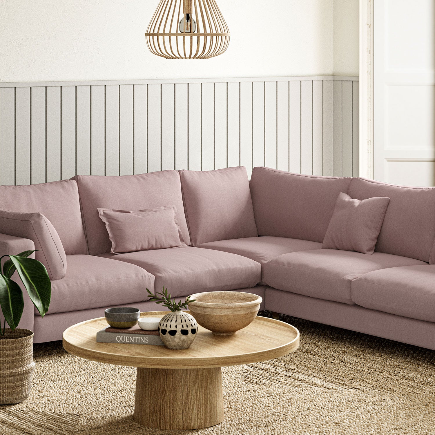 Sofa upholstered in Heather linen fabric