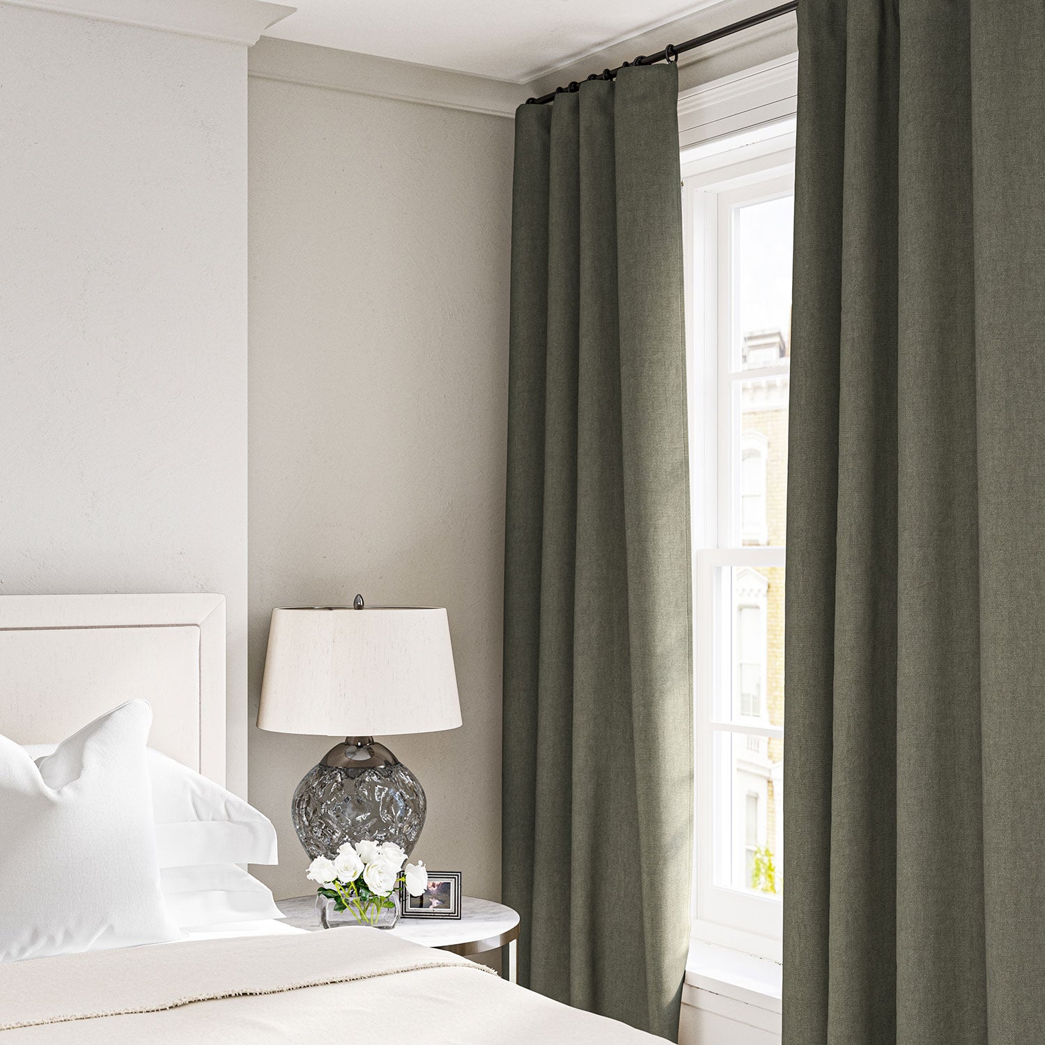 Linen curtain in Sage