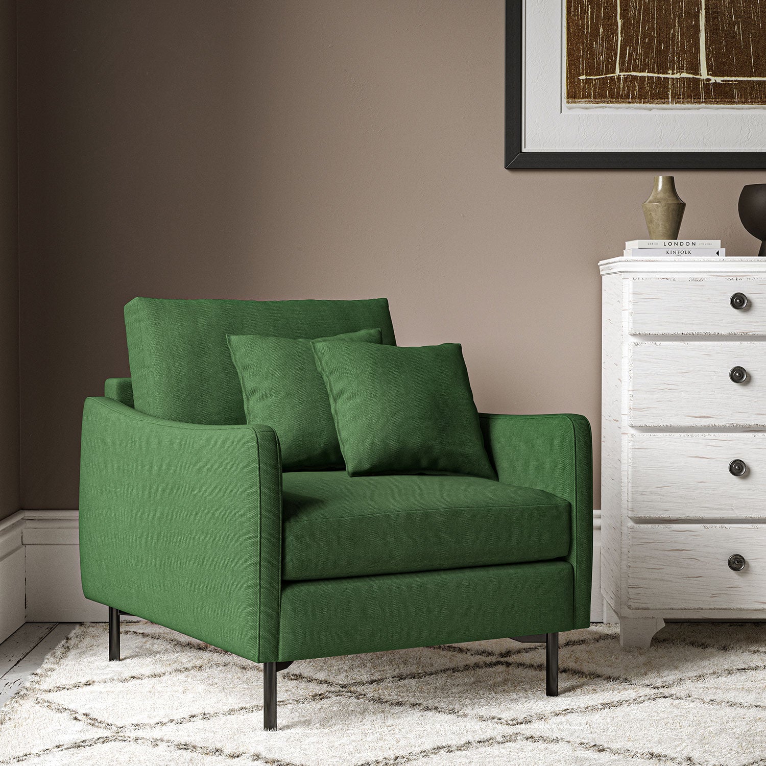 Chair upholstered in Pine linen fabric