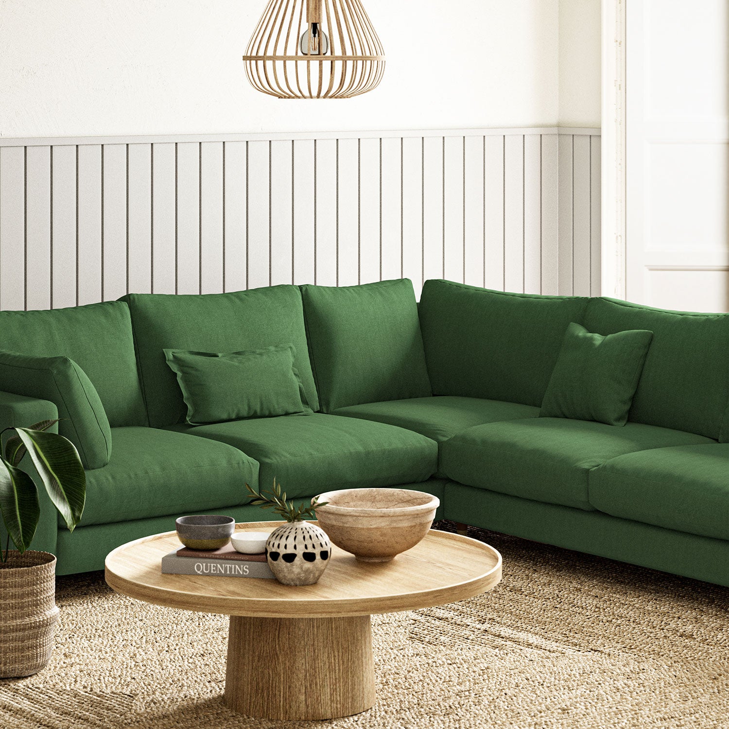 Sofa upholstered in Pine linen fabric