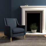 Chair in a navy herringbone wool upholstery fabric