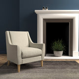 Chair in a cream herringbone wool upholstery fabric