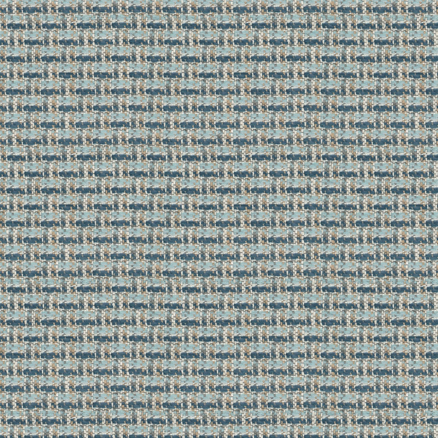 Printed linen fabric with textural weave pattern in blue colours for upholstery.