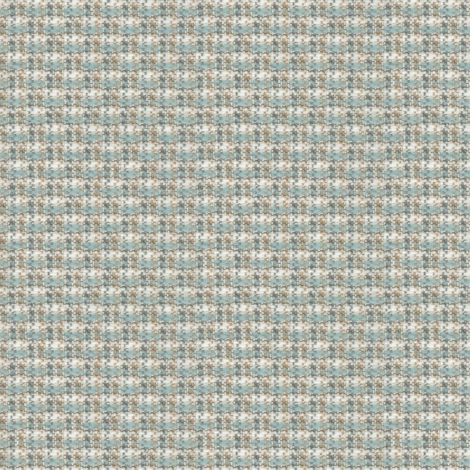 Printed linen fabric with textural weave pattern in brown and blue colours for upholstery.
