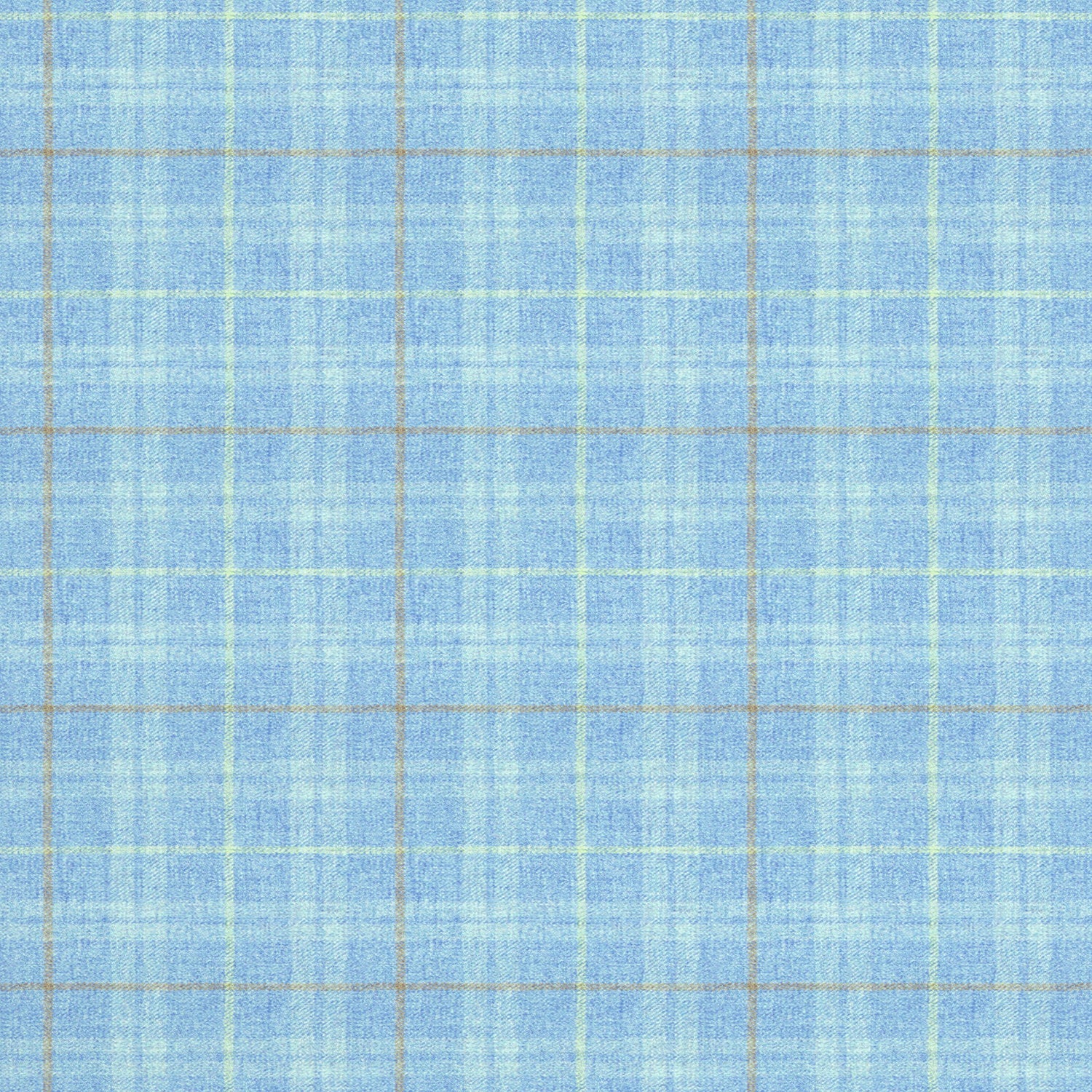 Fabric swatch of a blue Scottish wool plaid check fabric for curtains and upholstery