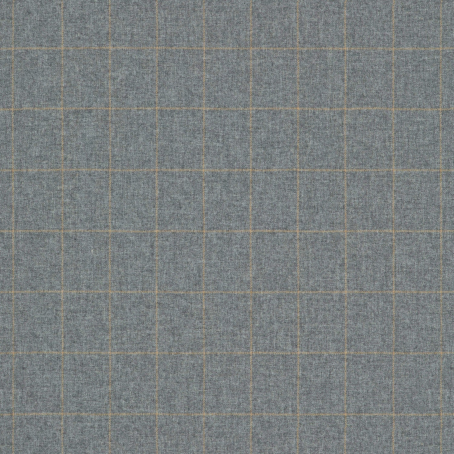 Fabric swatch of a grey Scottish wool windowpane check fabric for curtains and upholstery