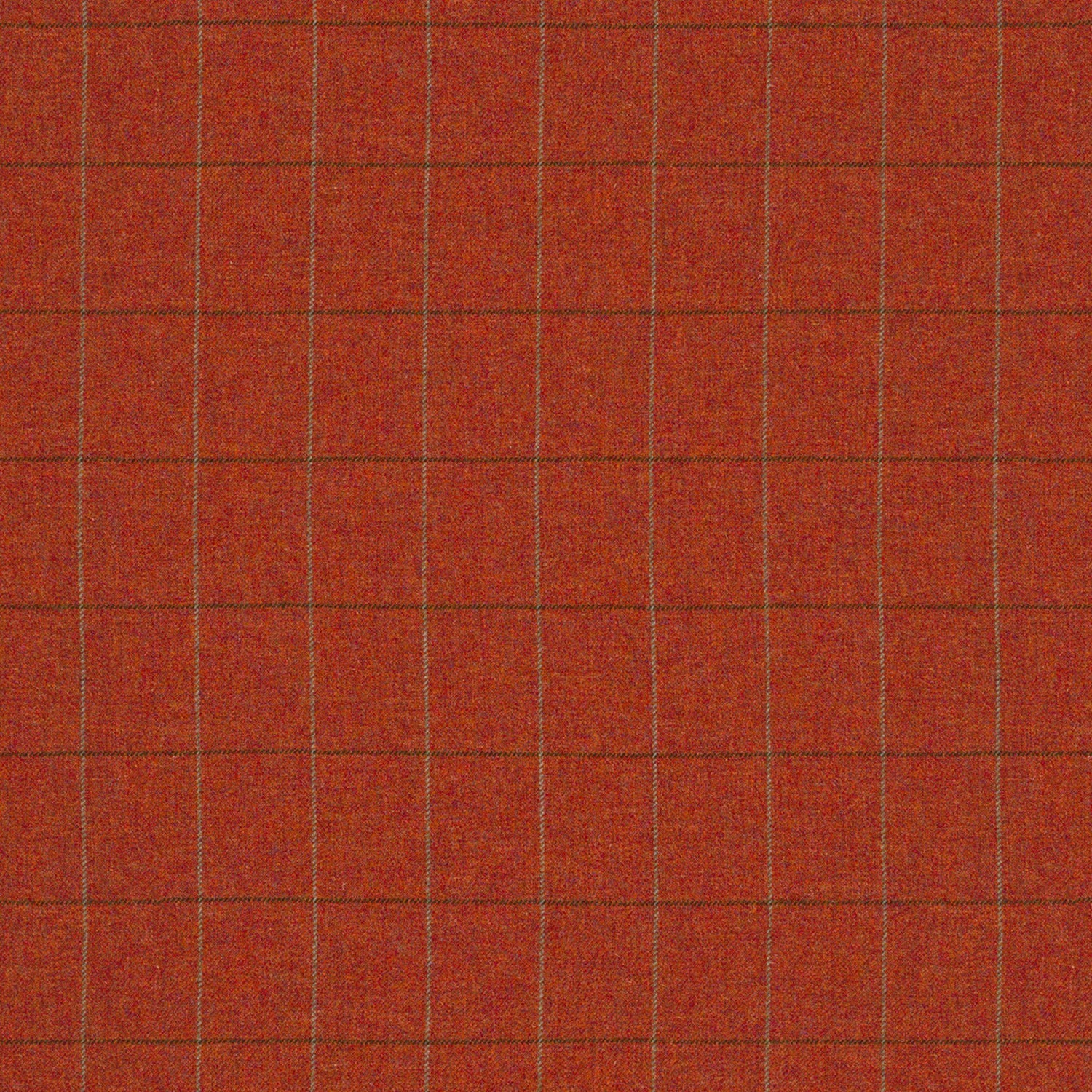 Fabric swatch of a red Scottish wool windowpane check fabric for curtains and upholstery