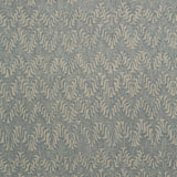 Fabric swatch of a light blue and neutral jacquard weave fabric for curtains and upholstery