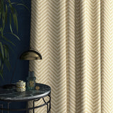 Curtain in a neutral herringbone weave fabric