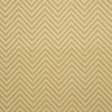 Fabric swatch of a yellow and neutral herringbone weave fabric for curtains and upholstery