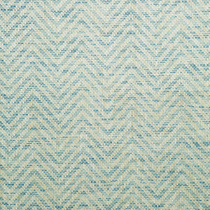 Fabric swatch of a light blue herringbone weave fabric for curtains and upholstery