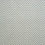 Fabric swatch of a light blue and neutral herringbone weave fabric for curtains and upholstery