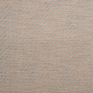 Fabric swatch of a light blue and neutral herringbone weave fabric for curtains and upholstery