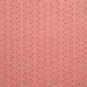 Fabric swatch of a pink and neutral geometric weave fabric for curtains and upholstery