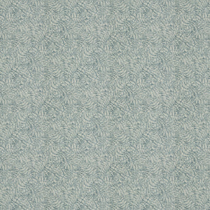 Blue fabric with white tropical print for curtains and upholstery