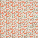 Orange and grey tropical leaf print fabric for curtains and upholstery