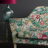 Sofa in a tropical linen fabric with jungle scene