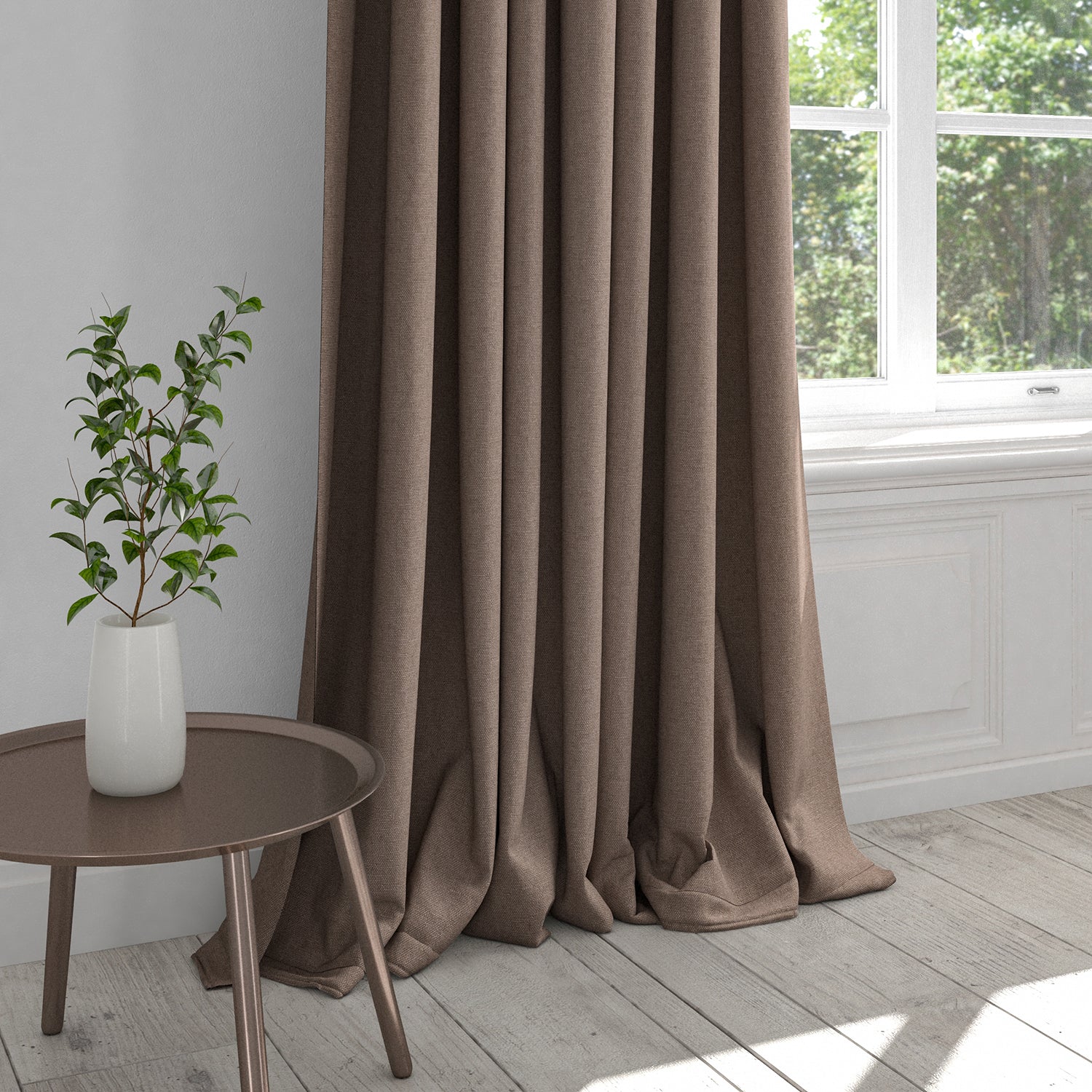 Curtain in a mauve washable cotton plain fabric