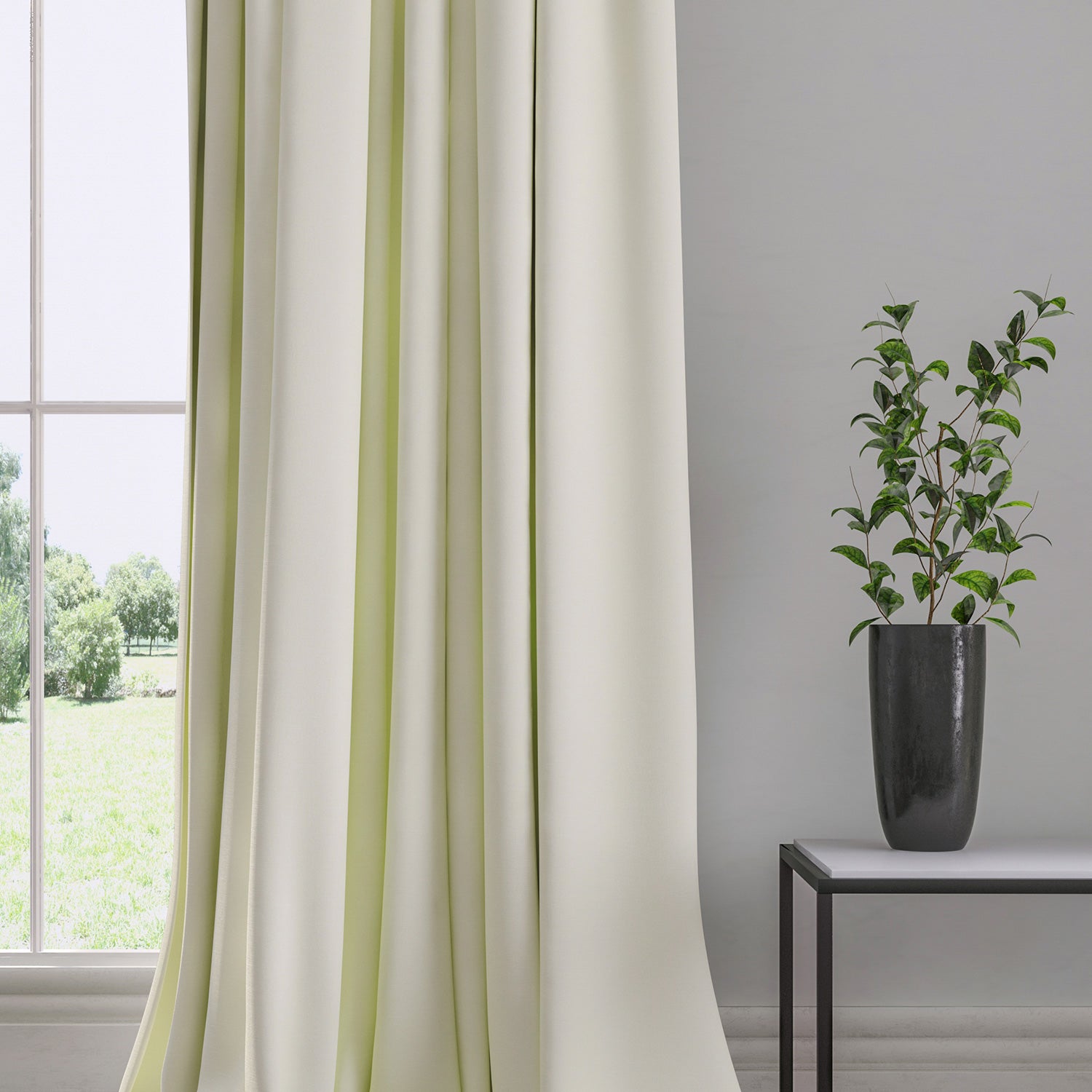Curtain in a plain fabric, colour Oyster.