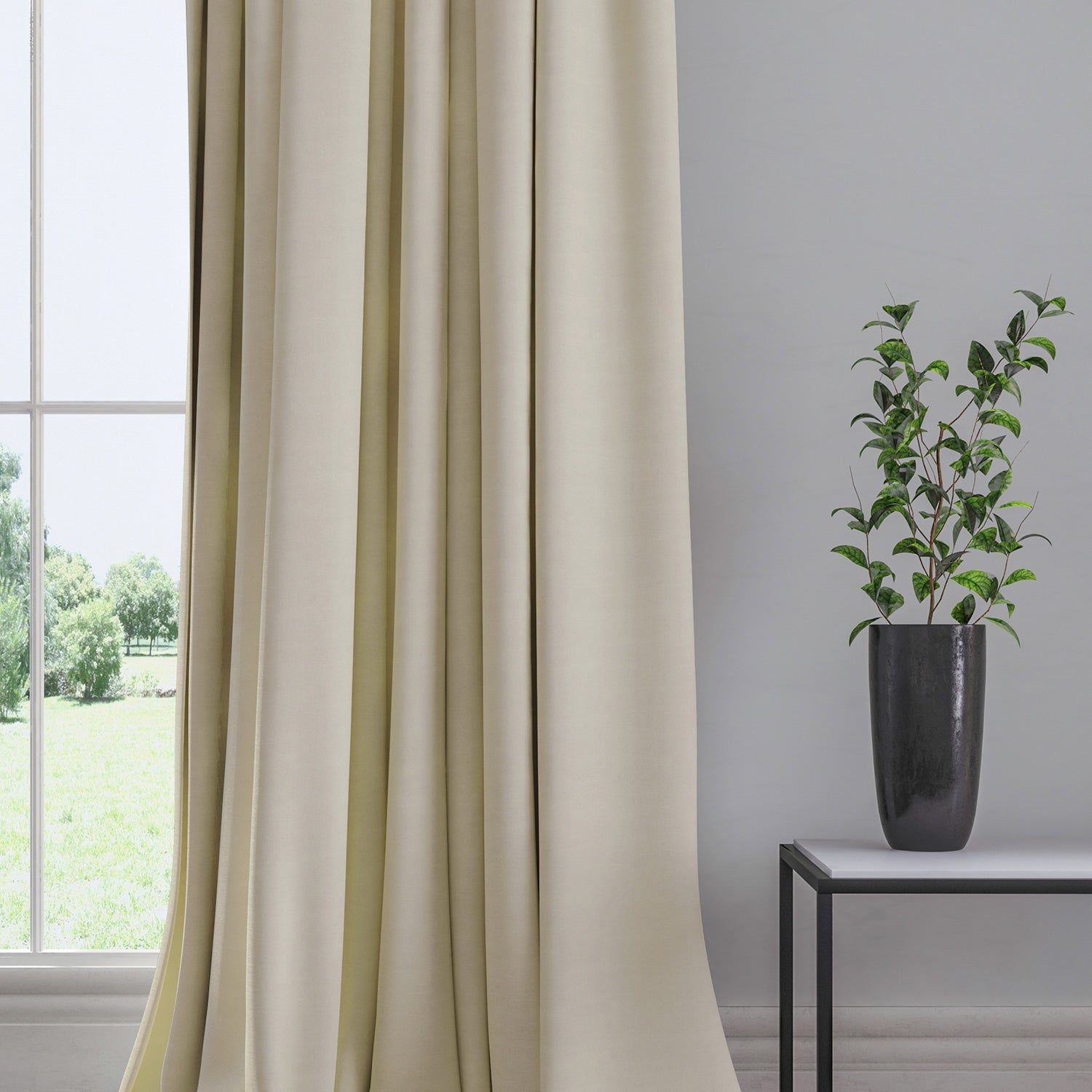 Curtain in a plain fabric, colour Cream.