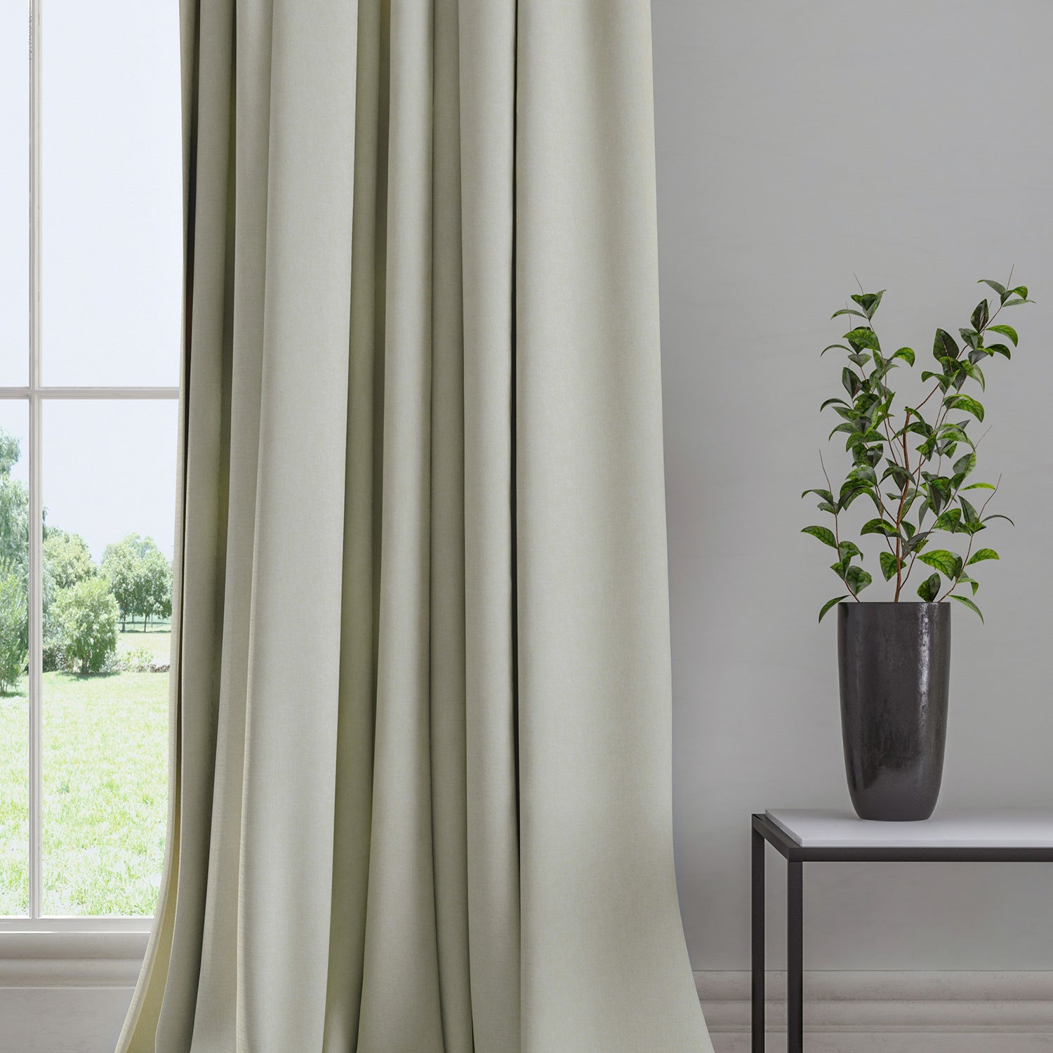 Curtain in a plain fabric, colour Lace.