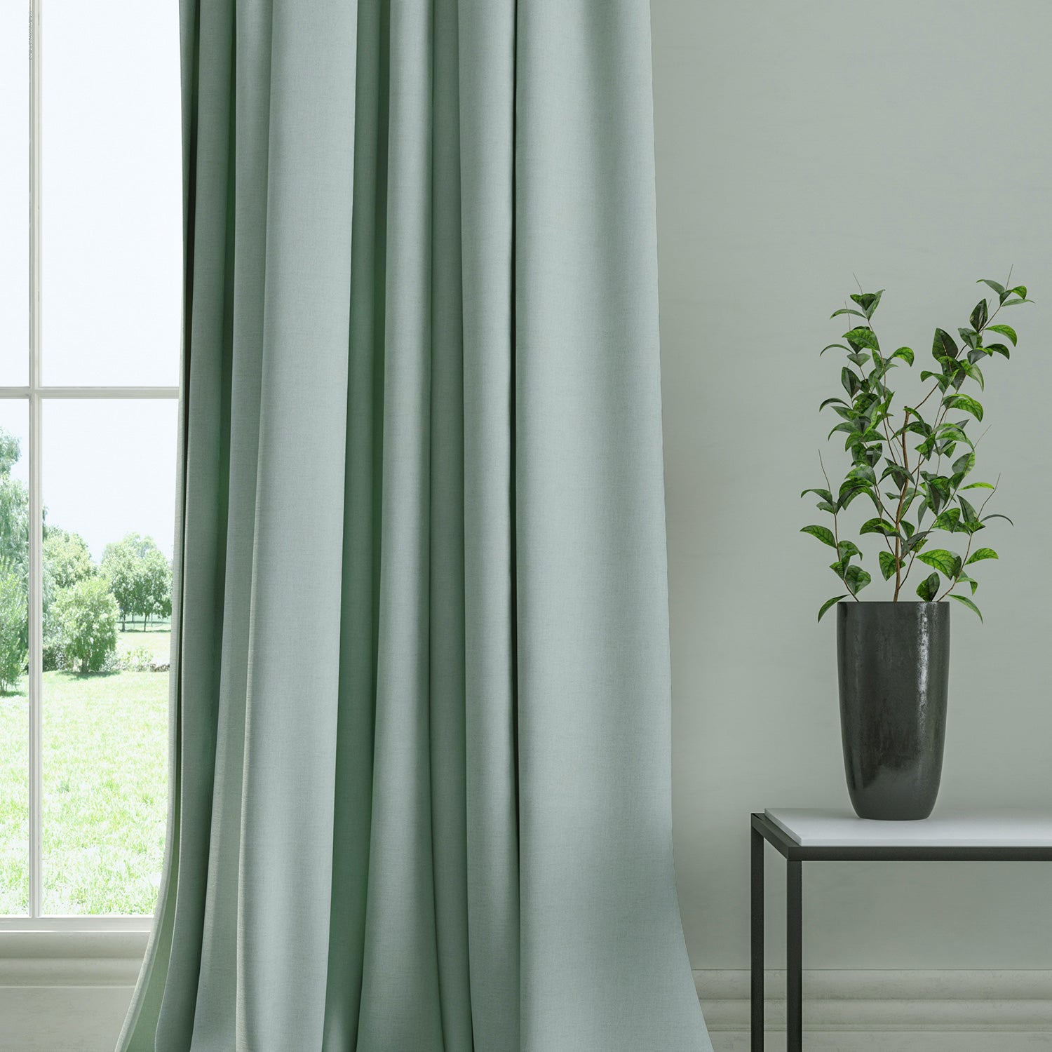Curtain in a plain fabric, colour Powder Blue.