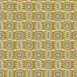 Fabric swatch of a printed velvet fabric featuring a fun, jazzy pattern in Ochre.