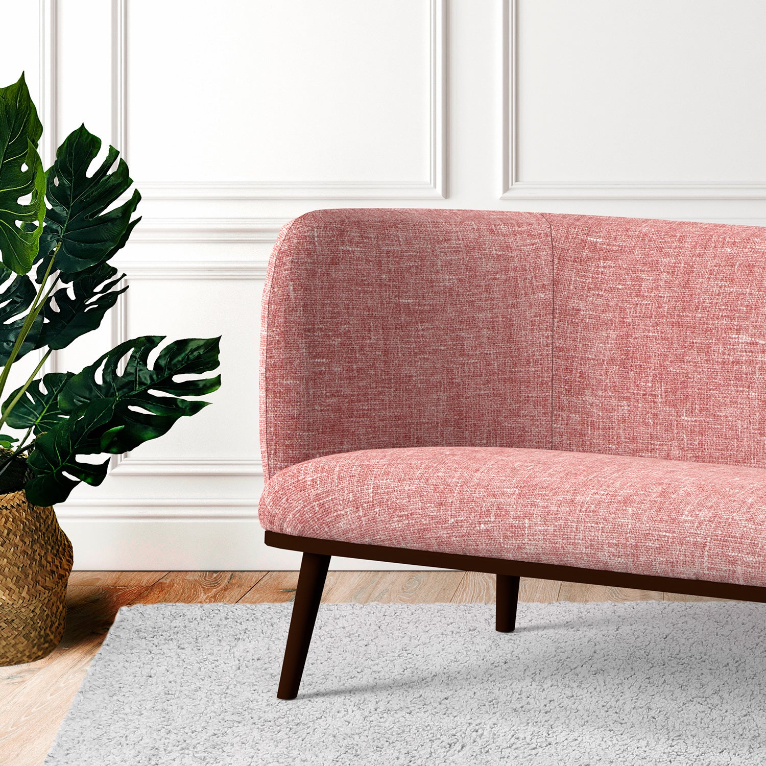 Sofa in a pink tweed style fabric for upholstery use