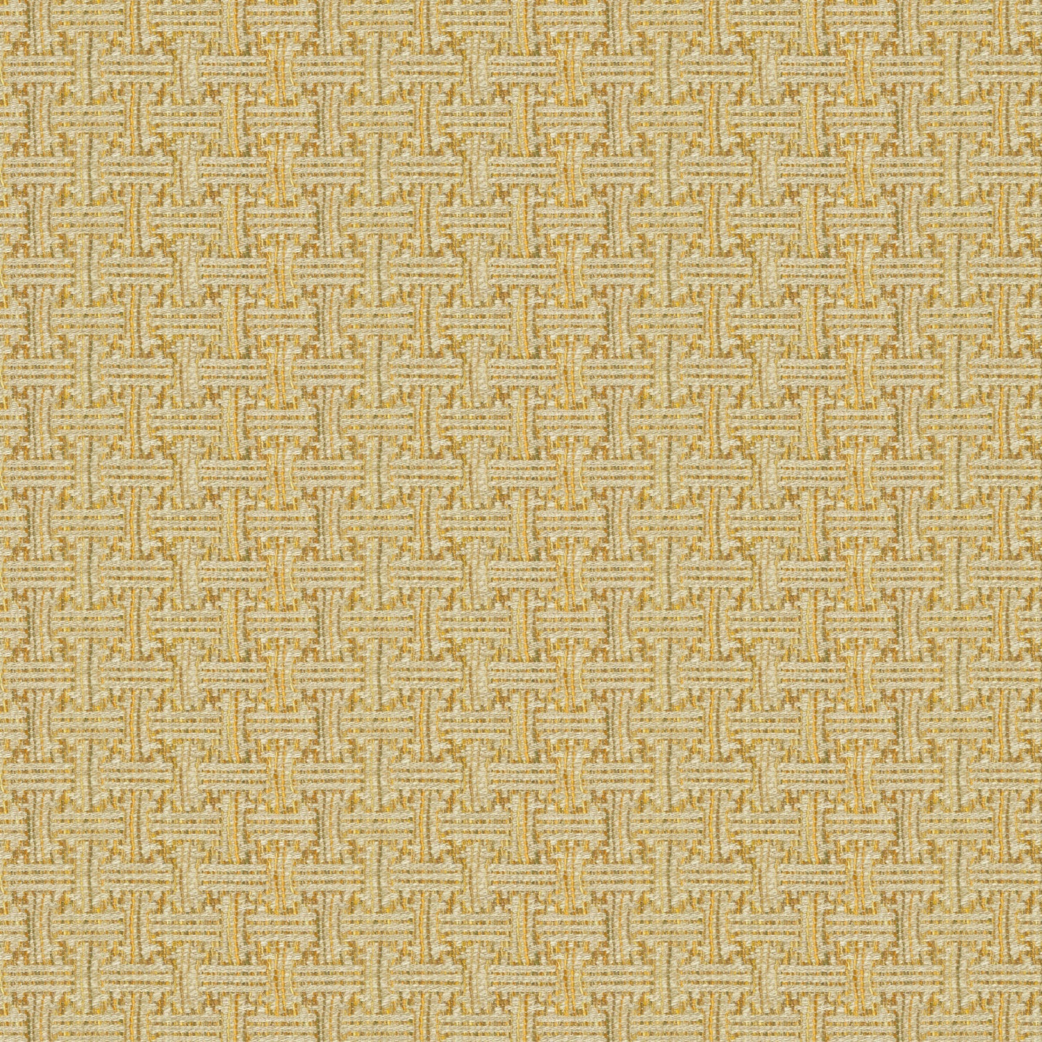 Fabric swatch of a stain resistant weave fabric with a geometric check design in yellow colours