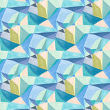 Velvet fabric with a contemporary blue geometric design with a stain resistant finish